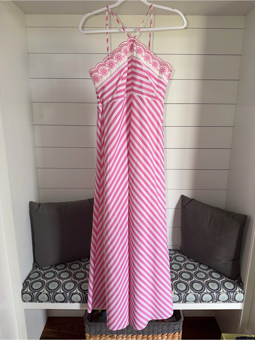 Etro Pink and White Striped Maxi Dress